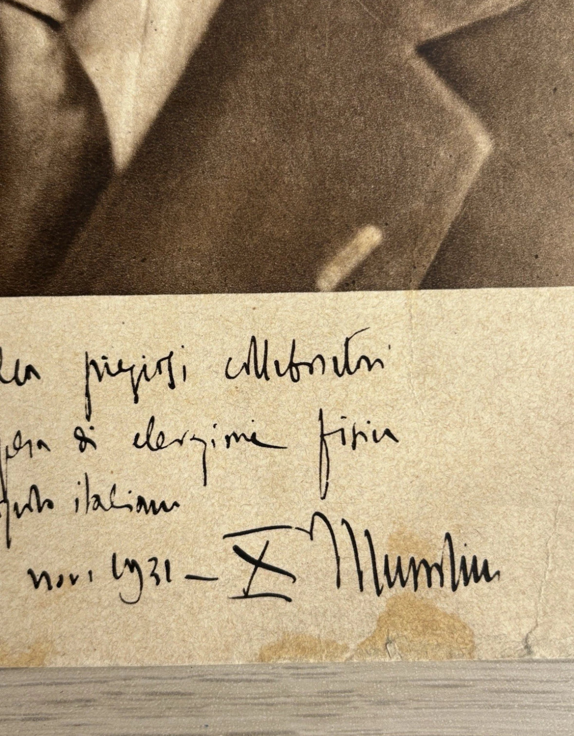 Stampa D’epoca Fotografia Datata 1931 Con Dedica E Firma B.Mussolini