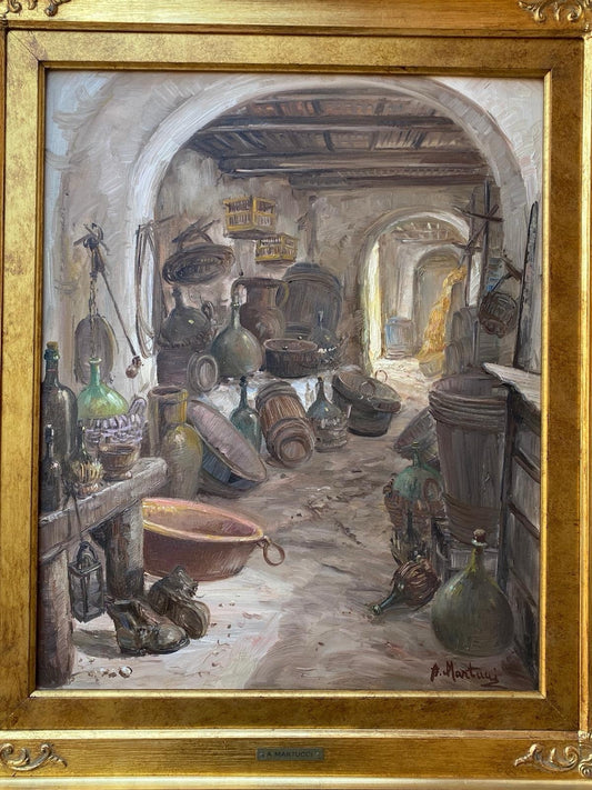 Quadro -Interno Di Cantina- Antonio Martucci- dipinto a olio