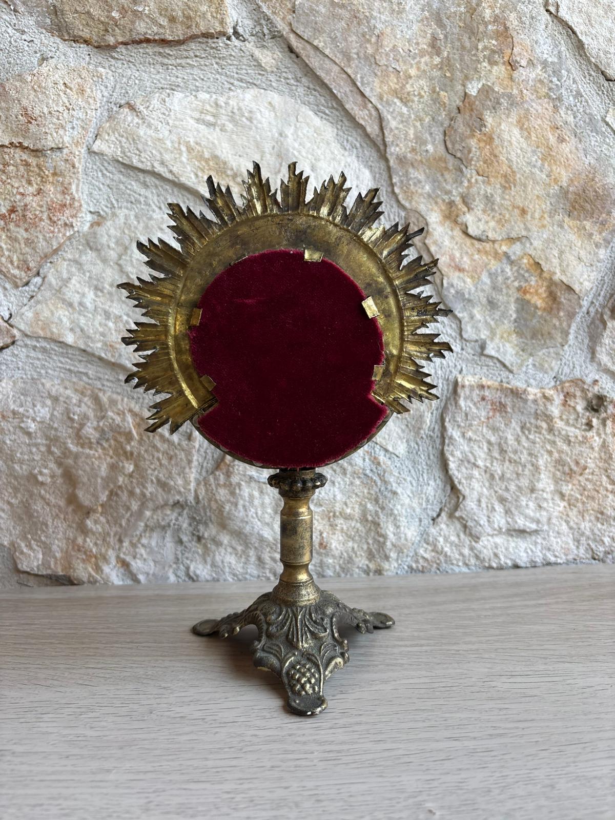 Teca Porta Reliquie, Reliquiario Vintage In Ottone