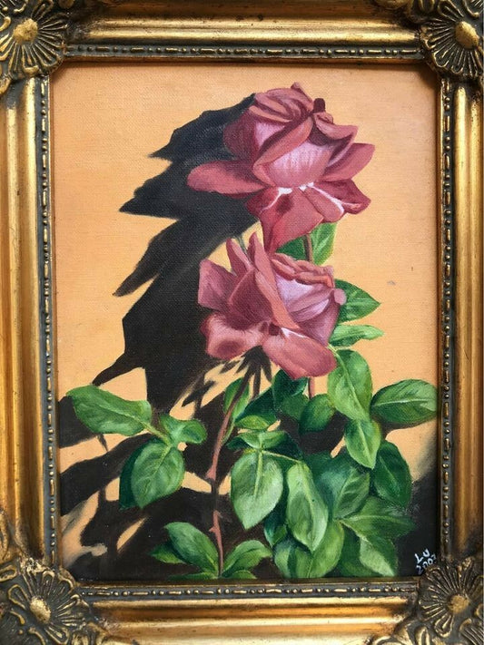 Quadro vintage dipinto a olio su cartoncino telato