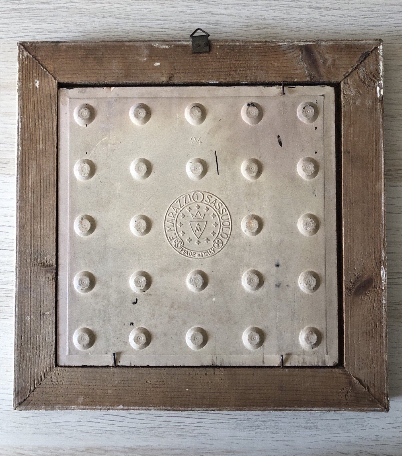 Quadro vintage mattonella dipinta a olio su ceramica F.Marazzi Sassuolo