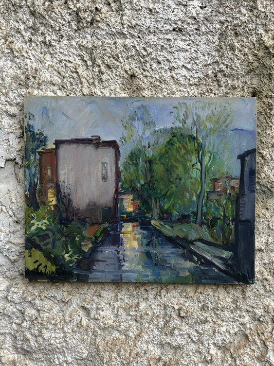 Quadro vintage -Al Sarno- dipinto a olio su tela