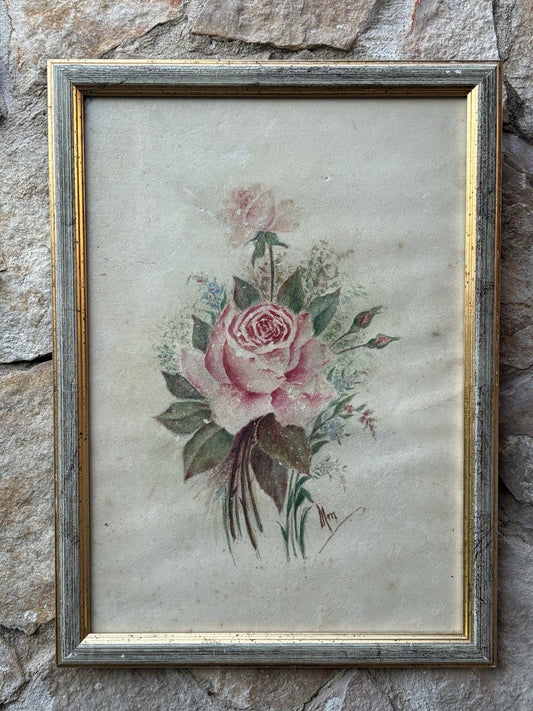 Vintage Painting -Pink - Watercolor Painting on Paper-
