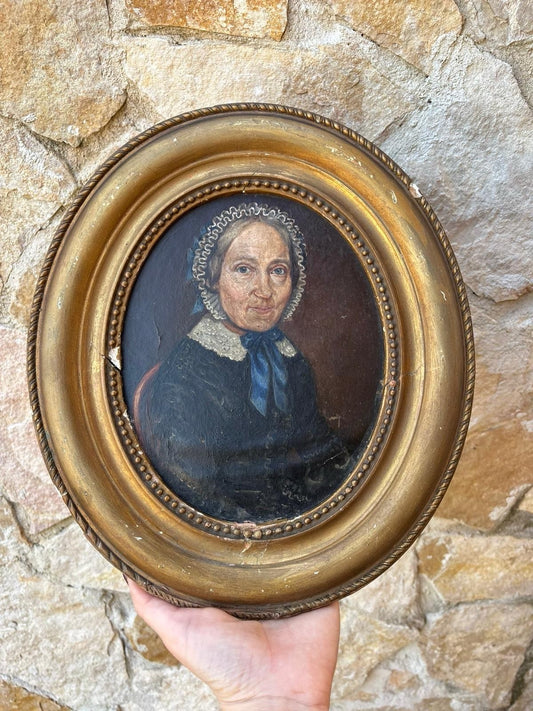 Quadro antico -Figura Di Donna Anziana- dipinto a olio