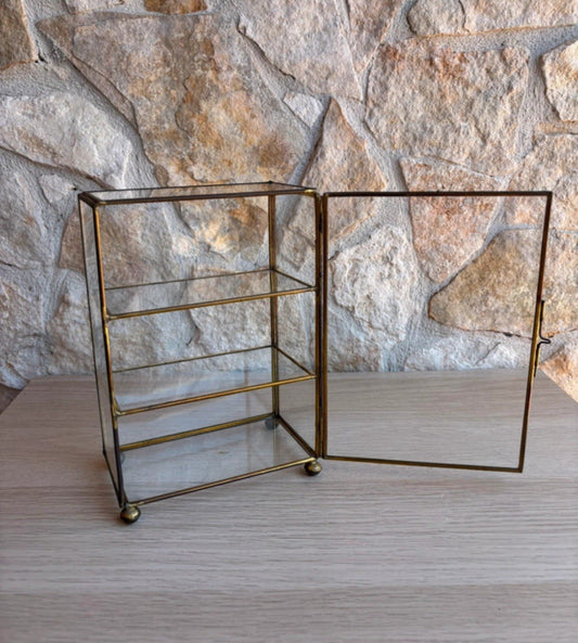 Portagioie Vetrinetta Vintage In Vetro E Metallo