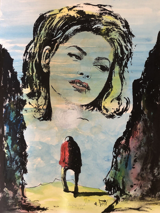 Quadro vintage -Antonio Bertè- serigrafia colorata a mano