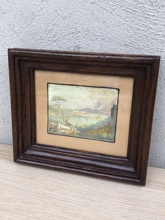 Quadro antico Gouache -Napoli- dipinto su carta