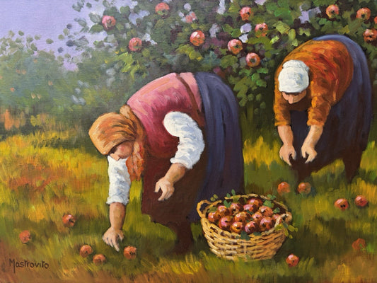 Quadro -La Raccolta- Adolfo Mastrovito dipinto a olio su tela