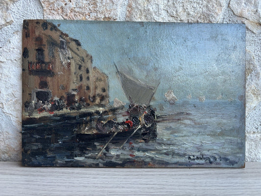 Quadro -Marina- Francesco Di Marino dipinto a olio su tavoletta