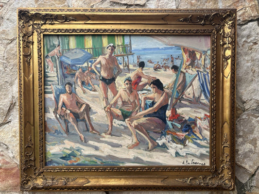 Quadro -Bagnanti- Armando De Lauzieres dipinto a olio