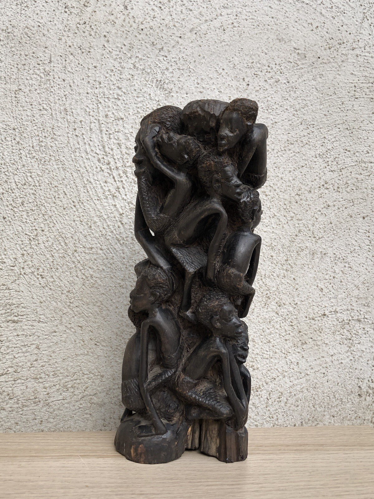 Scultura Vintage Africana Intagliata In Legno