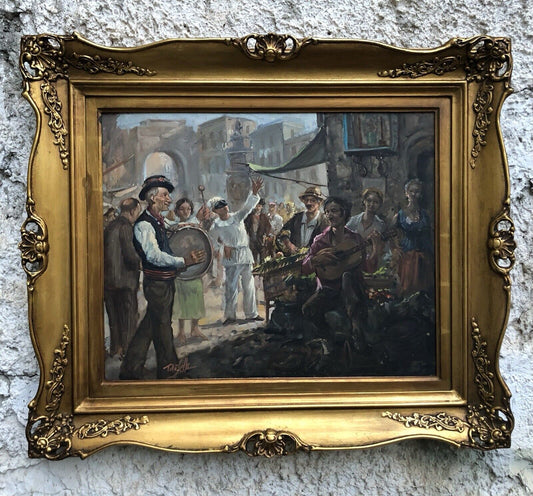 Quadro -Scena Allegorica Napoletana- dipinto a olio