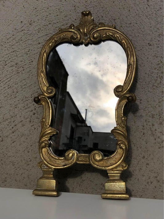 Specchio vintage in ottone dorato