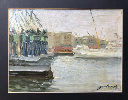 Quadro -Porto Con Barche- Gennaro Cuocolo dipinto a olio