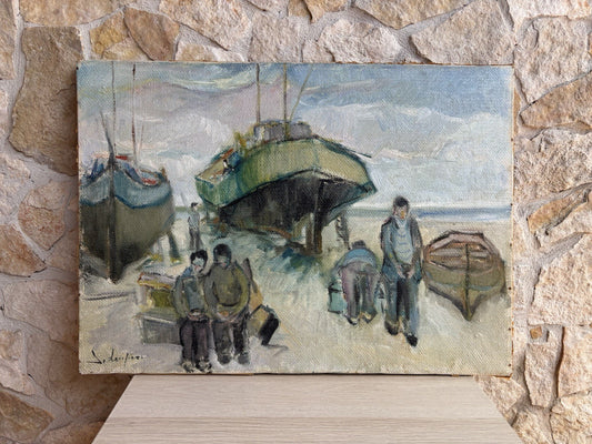 Quadro -Barche A Riposo- dipinto a olio su tela