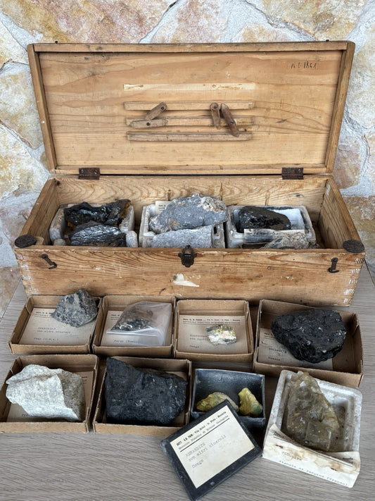Rocce E Minerali Vintage Con Scatola In Legno Carlo Erba