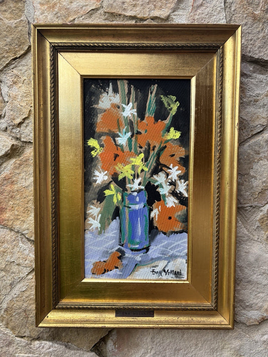 Quadro -Vaso Con Fiori- Ena Villani dipinto a tempera su cartoncino