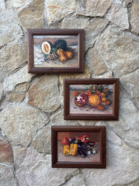 Tris di quadri -Natura Morta- Giovanni Pane- dipinti a olio