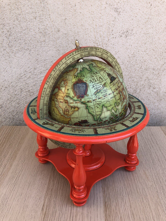 Mappamondo Globo Vintage In Legno