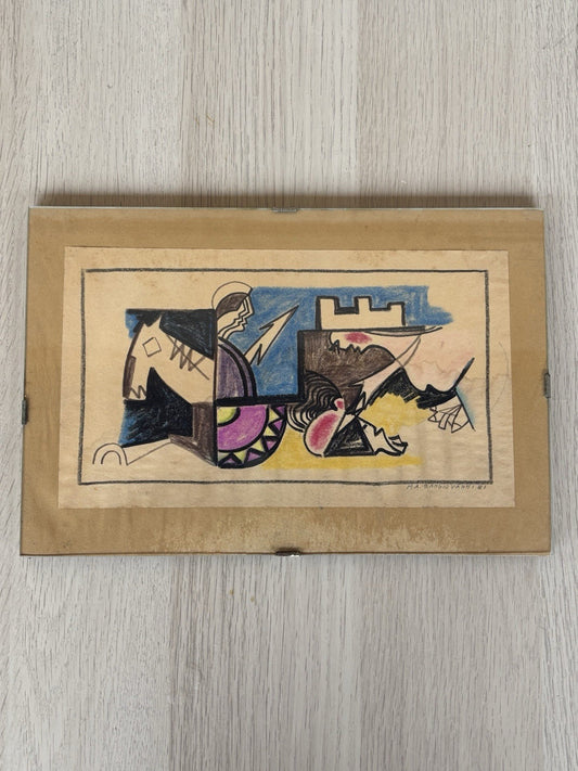 Quadro -Astratto- Mario Sangiovanni disegno su carta