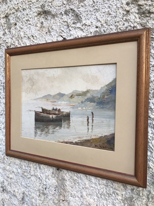 Quadro vintage -Marina- tecnica mista su cartoncino