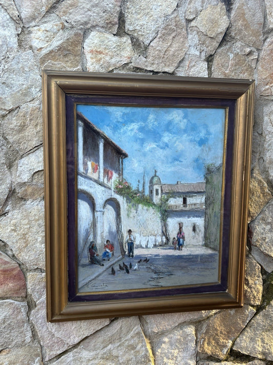 Quadro -Strada Con Figure- Antonio Cannata-realizzato a pastello