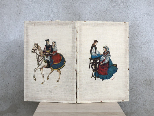 Coppia di quadri stampe su tela lino vintage - Soggetti Sardi