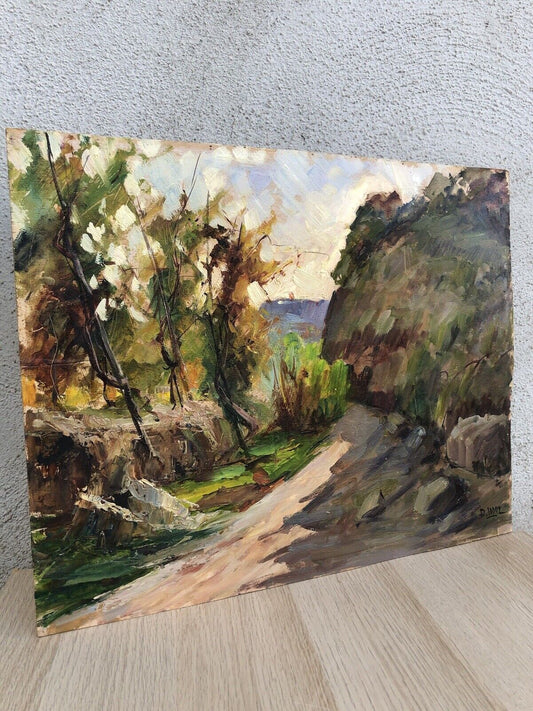 Quadro vintage -Paesaggio- dipinto a olio su tavoletta