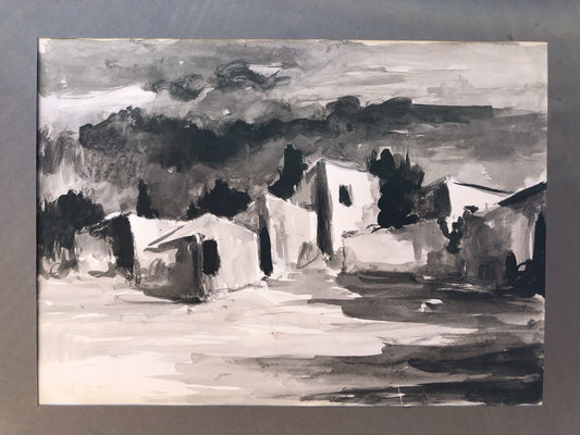 Quadro -Paesaggio- Antonio Bertè realizzato a china su carta