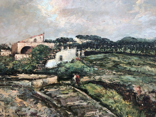 Quadro vintage -Paesaggio Napoletano- dipinto a olio su tavola