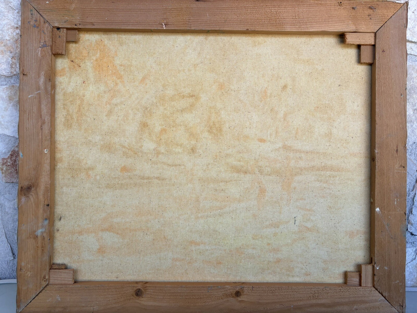 Quadro vintage -Bagnanti Al Fiume- dipinto a olio su tela
