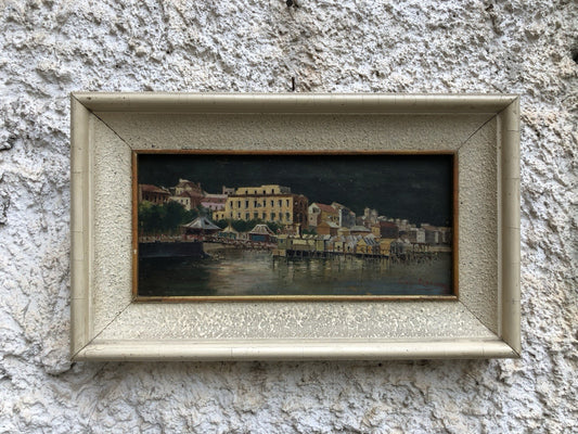 Quadro antico -Lungomare- dipinto a olio su tela