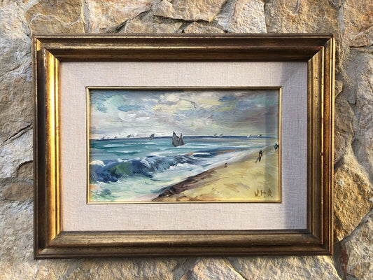 Quadro -Marina- dipinto a olio su tavola