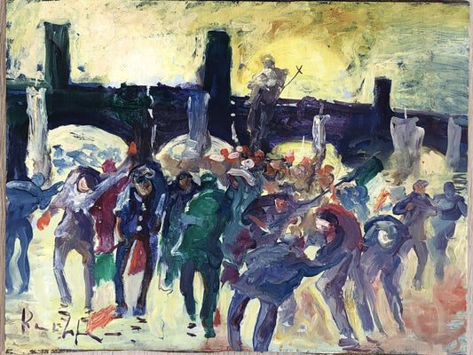 Quadro vintage -Figure- dipinto a olio su tavoletta