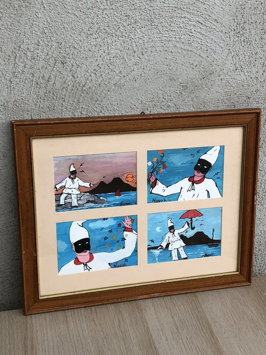 Quadro Vintage Pulcinella Dipinti A Tecnica Mista