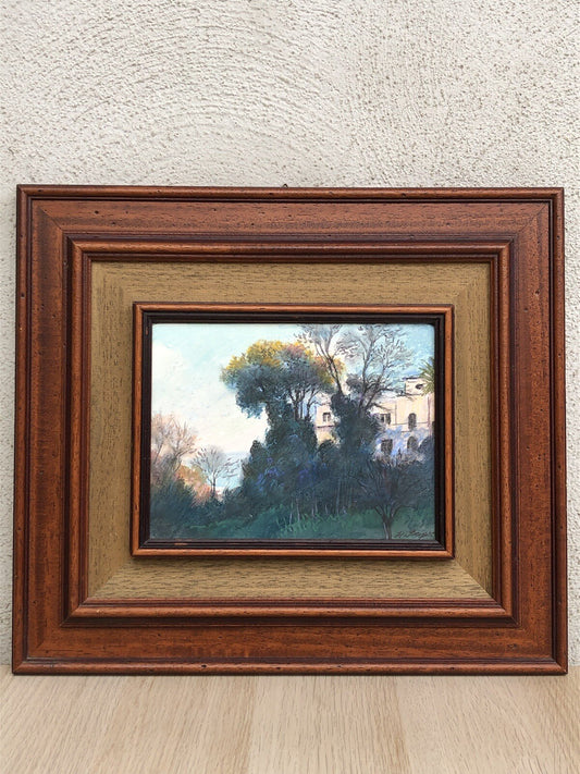 Quadro vintage -Paesaggio- tecnica mista su carta
