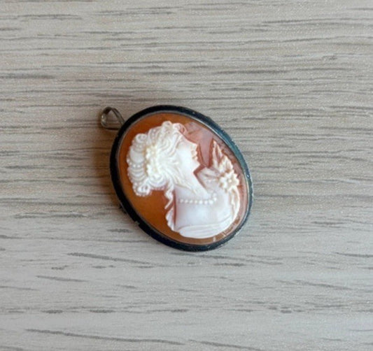 Spilla Ciondolo Cammeo In Argento 925