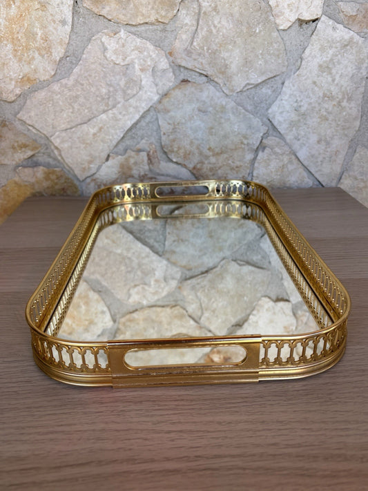 Vassoio Vintage Anni ‘60 MB Made In Italy In Metallo Con Specchio Interno