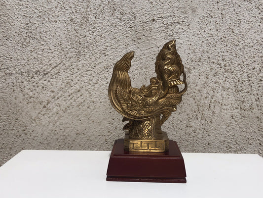 Drago cinese in ottone vintage, soprammobile da decorazione