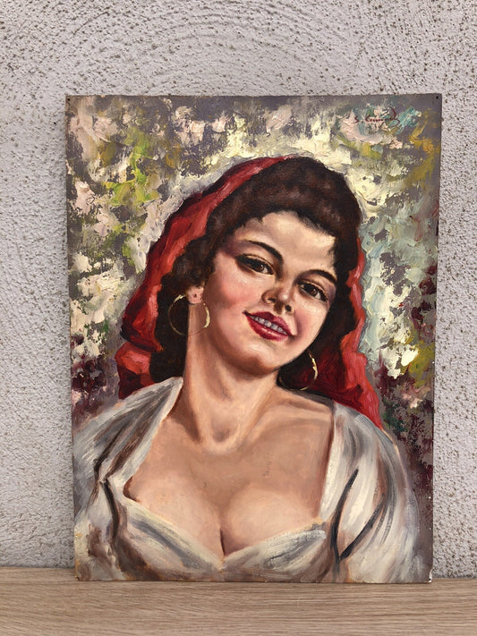 Quadro vintage -Figura Donna- dipinto a olio
