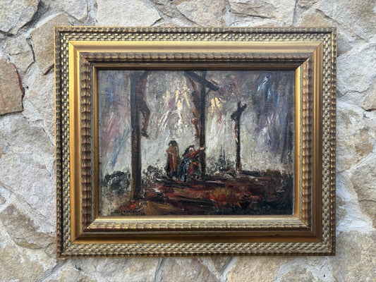 Quadro -Golgota- Guido Casciaro dipinto a olio su tavola
