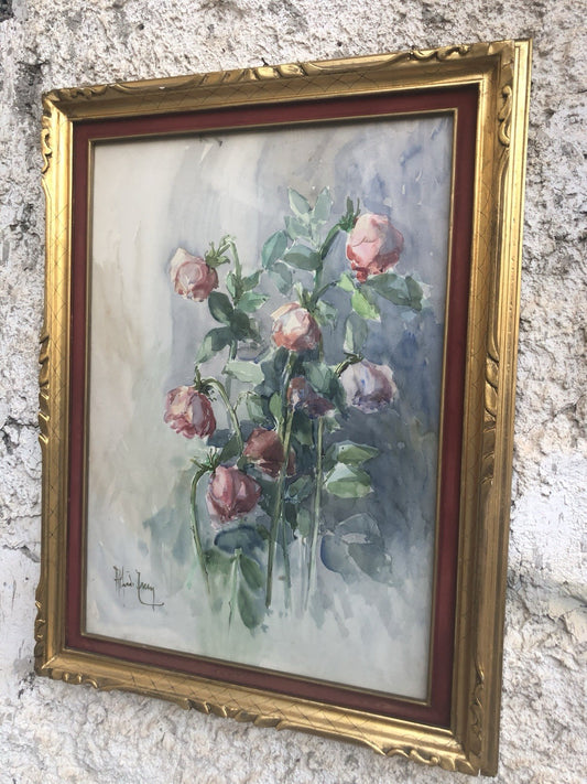 Quadro -Rose Appassite- Antonello Zecca dipinto ad acquerello