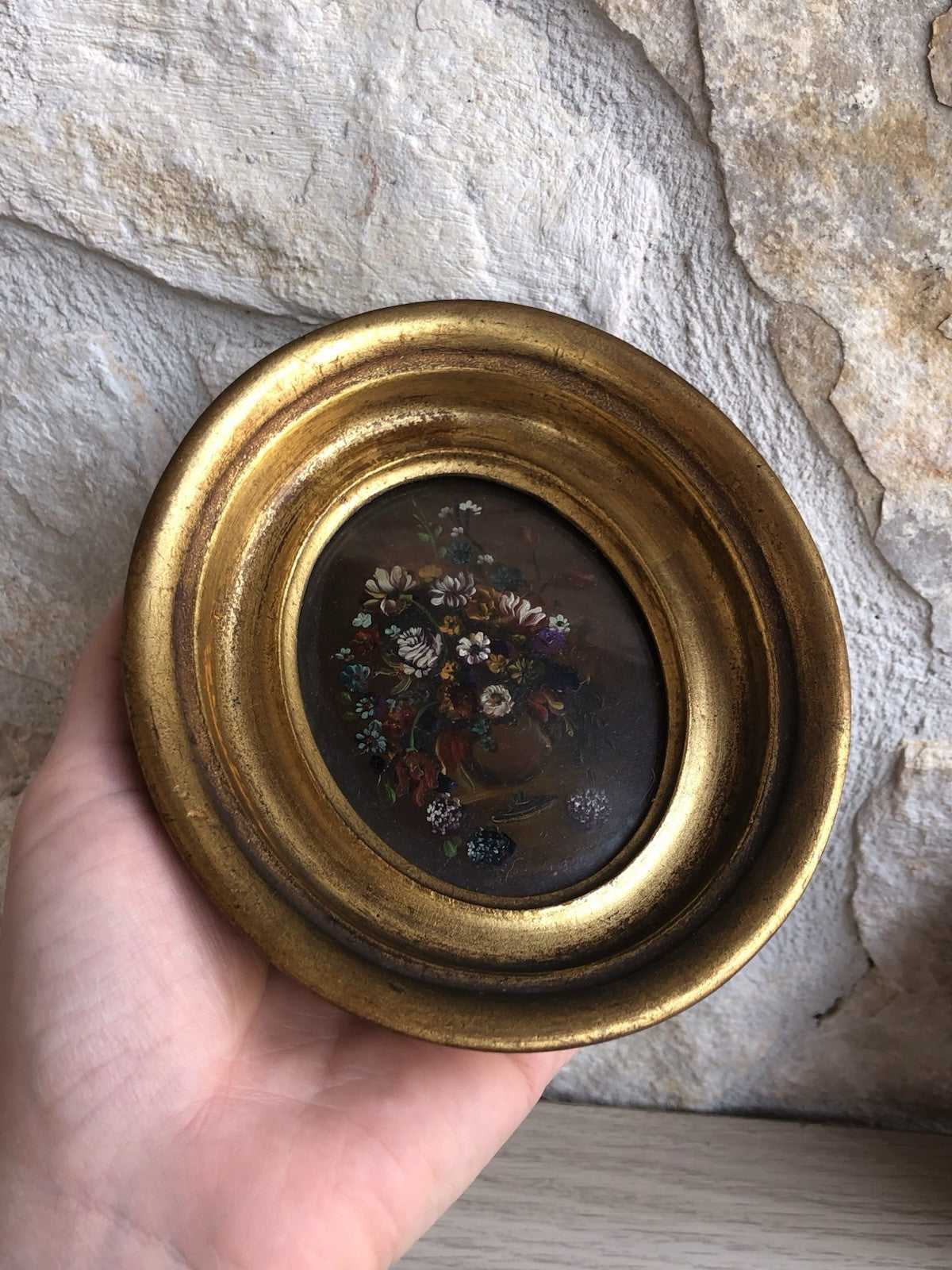 Coppia Di Quadri Vintage Con Fiori Dipinti