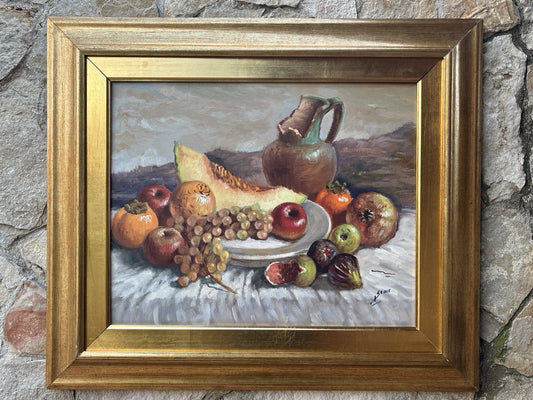Quadro -Natura Morta Con Uva- Luigi Seme- dipinto a olio