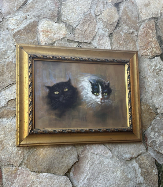 Quadro antico -Gatti- Marino Lenci? realizzato a pastello su carta