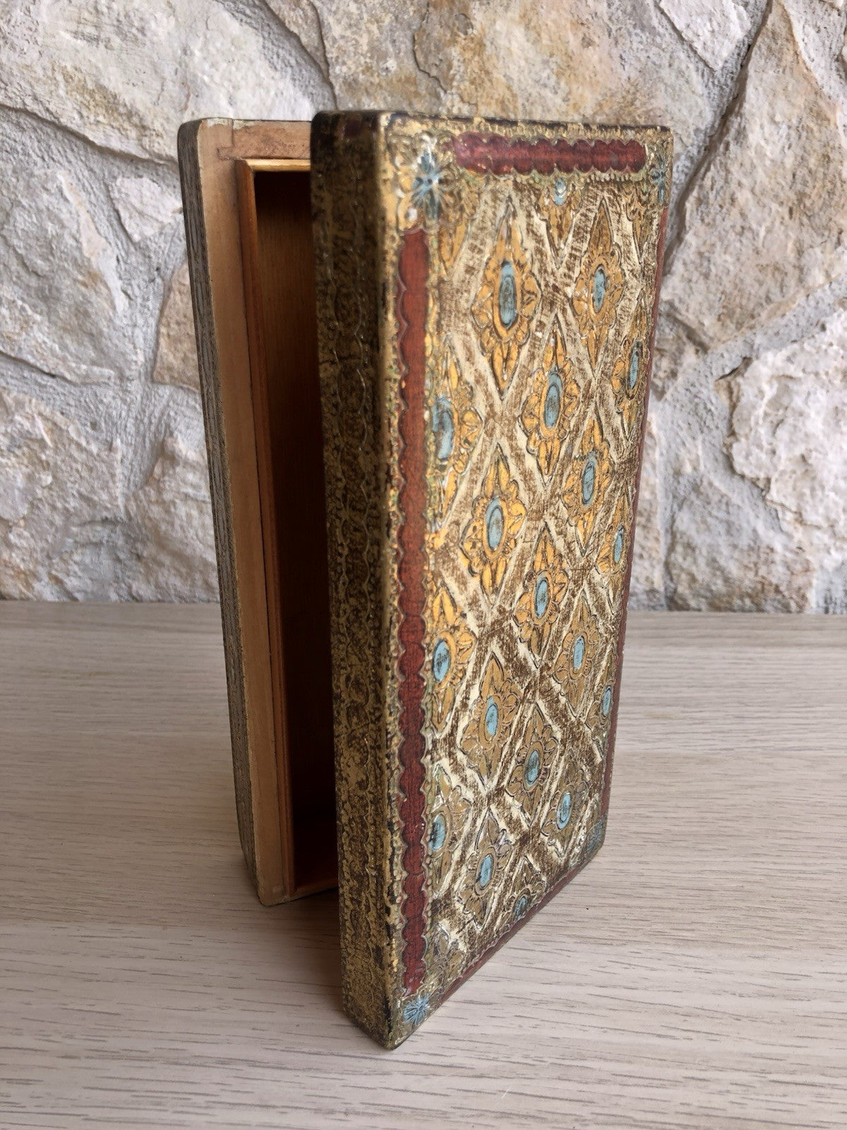 Scatola Portagioie Vintage In Legno Stile Fiorentino