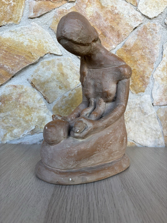 Scultura Vintage Maternità In Ceramica