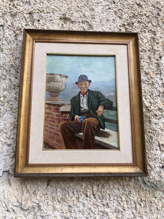 Quadro vintage -Vecchio Signore-dipinto a olio su tela