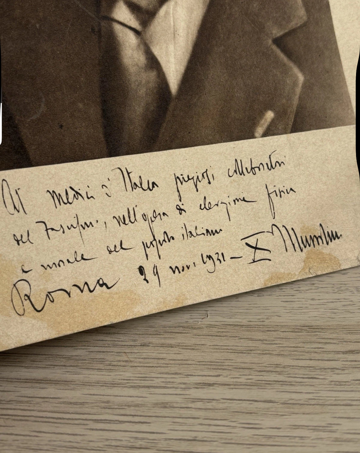 Stampa D’epoca Fotografia Datata 1931 Con Dedica E Firma B.Mussolini