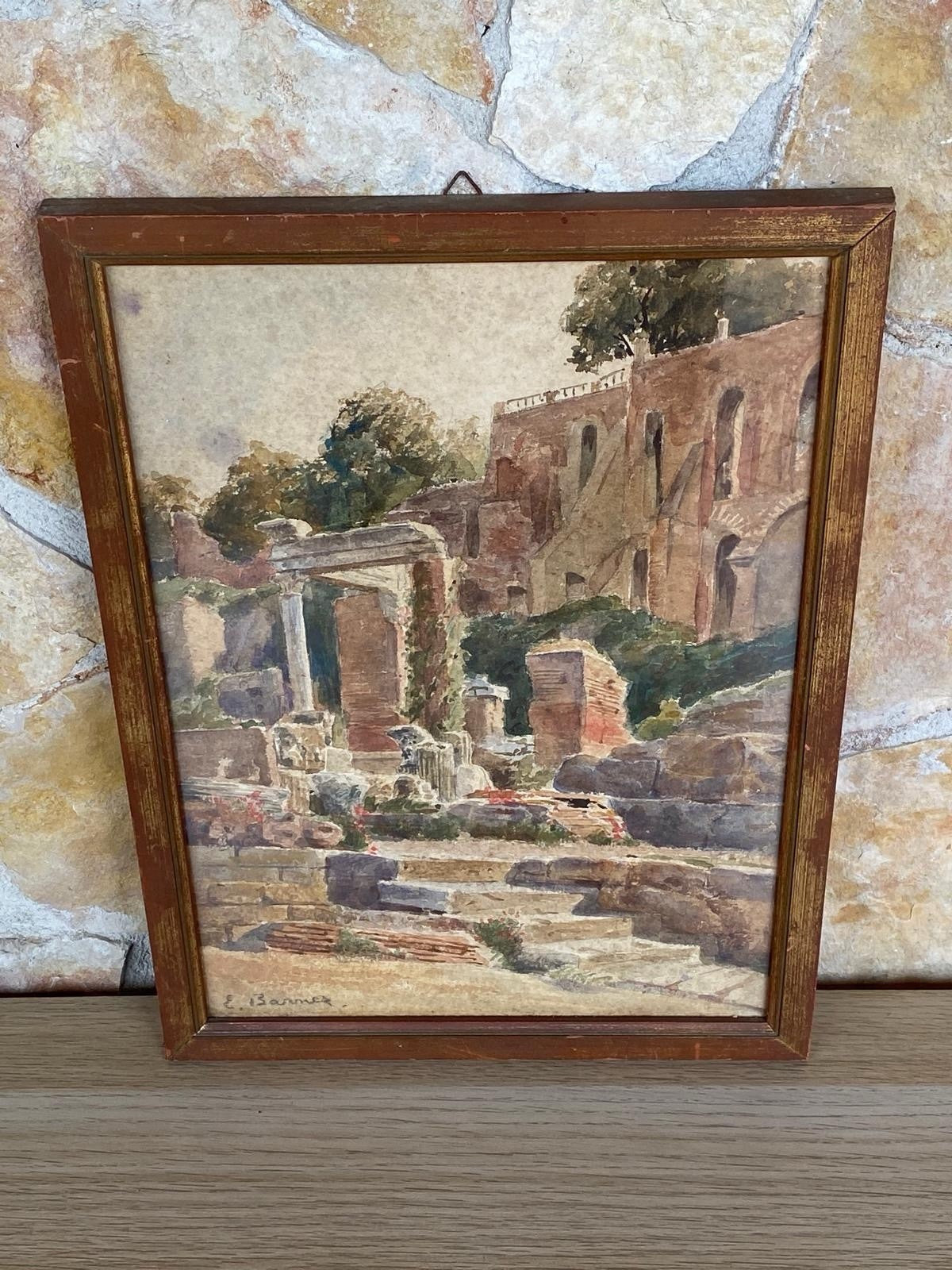 Quadro -Antiche Rovine- acquerello su cartoncino
